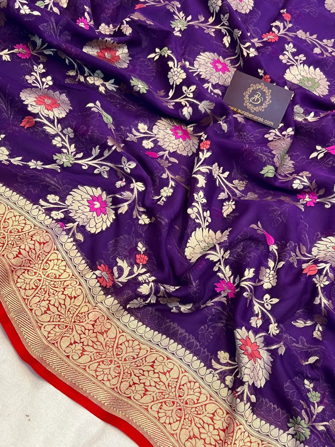 Purple Banarasi Khaddi Georgette Saree