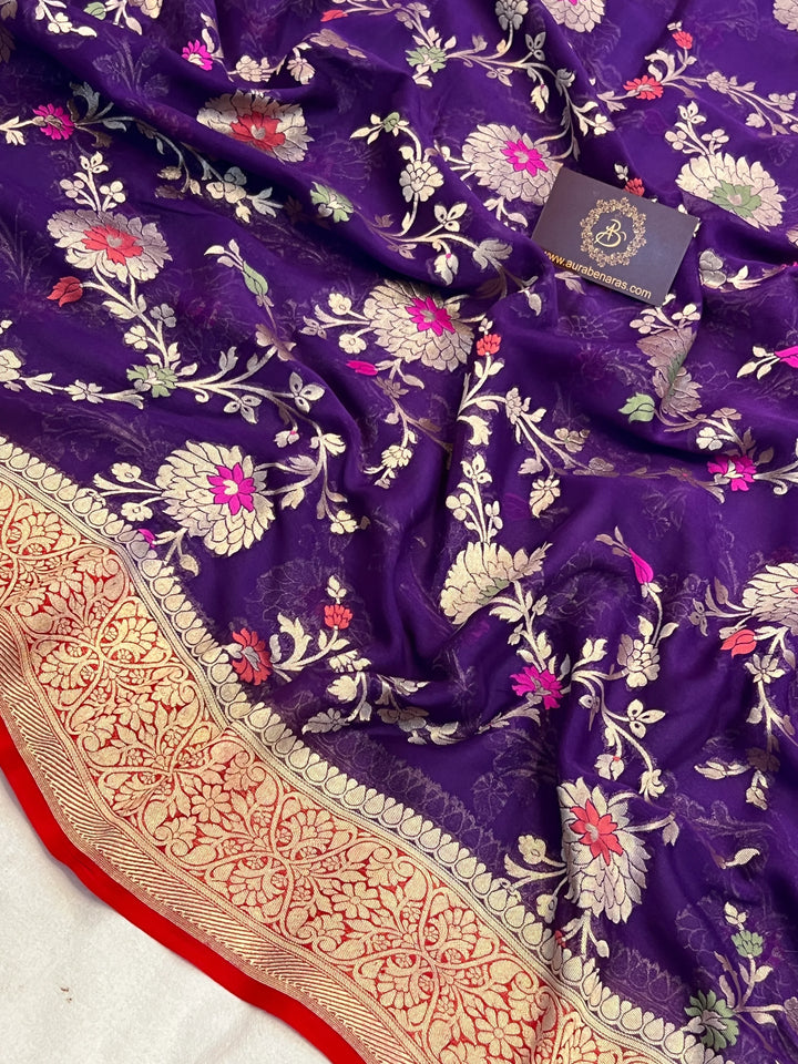 Purple Banarasi Khaddi Georgette Saree