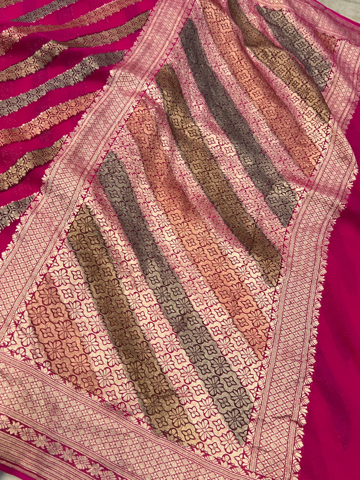 Rani Rangkaat Banarasi Khaddi Georgette Saree