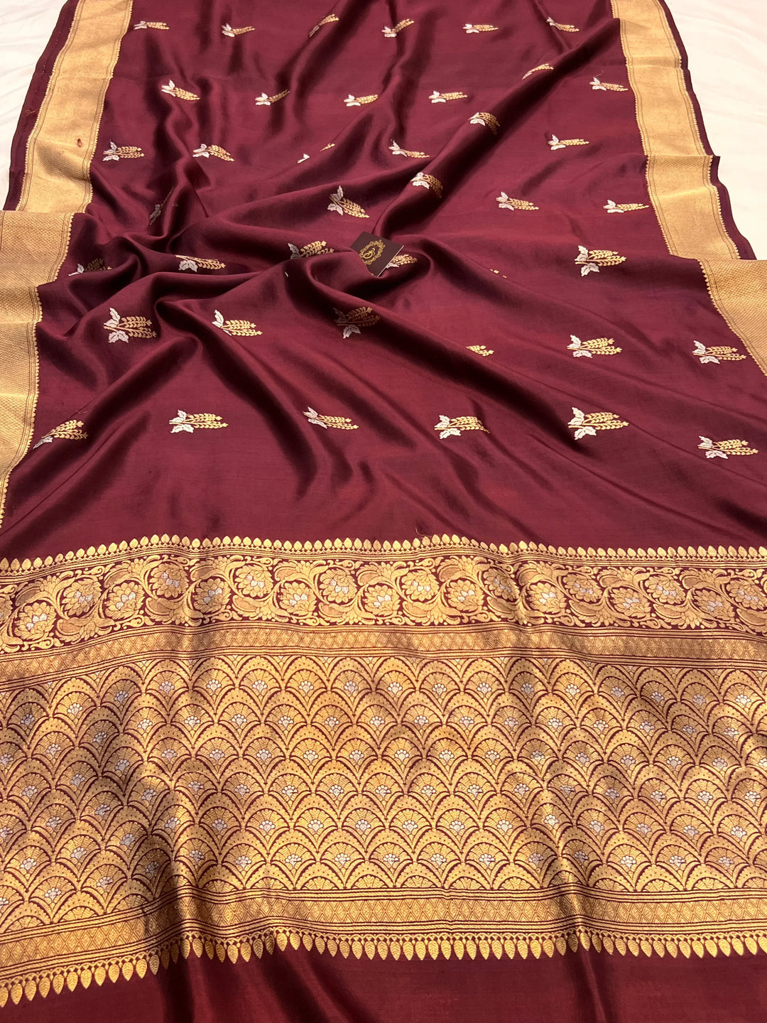 Brown Pure Silk Handloom Banarasi Saree