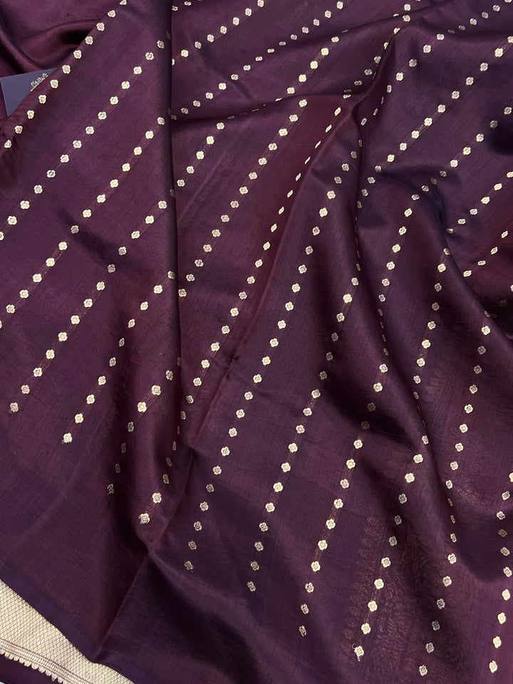 Brown Pure Silk Handloom Banarasi Saree