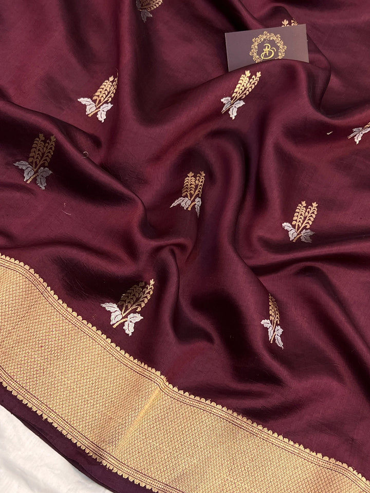 Brown Pure Silk Handloom Banarasi Saree