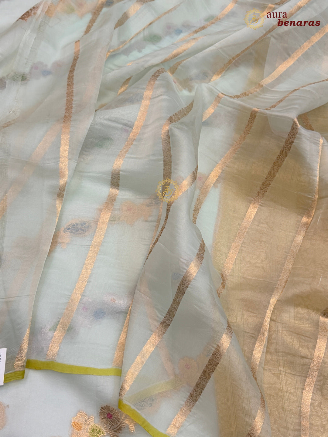 Pale Blue Rangkaat Banarasi Handloom Kora Silk Saree 