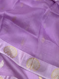 Lavender Banarasi Handloom Kora Silk Saree - Aura Benaras