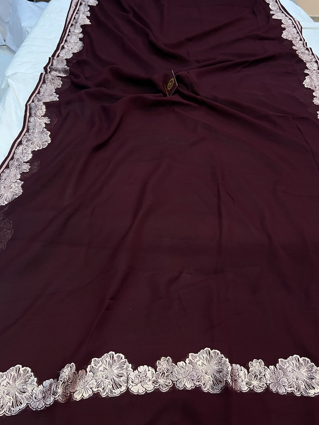 Brown Pure Banarasi Handloom Khaddi Georgette Saree