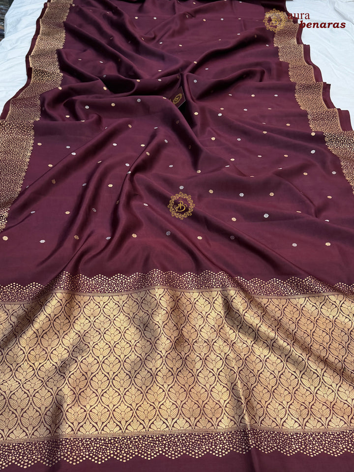 Deep Maroon Banarasi Silk Saree | Kadhwa & Designer Border