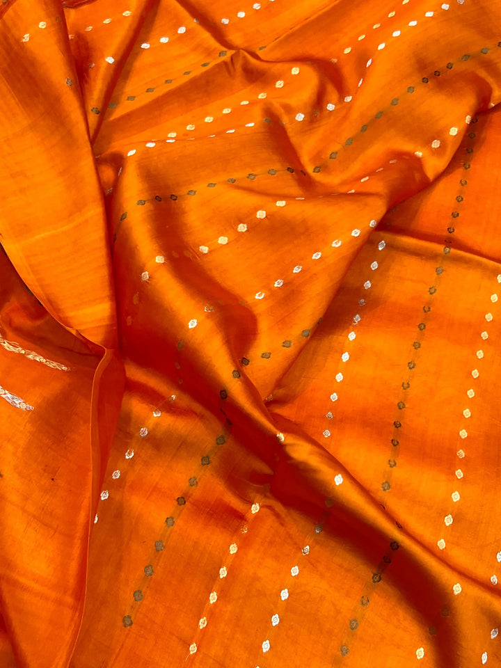 Orange Pure Silk Handloom Banarasi Saree