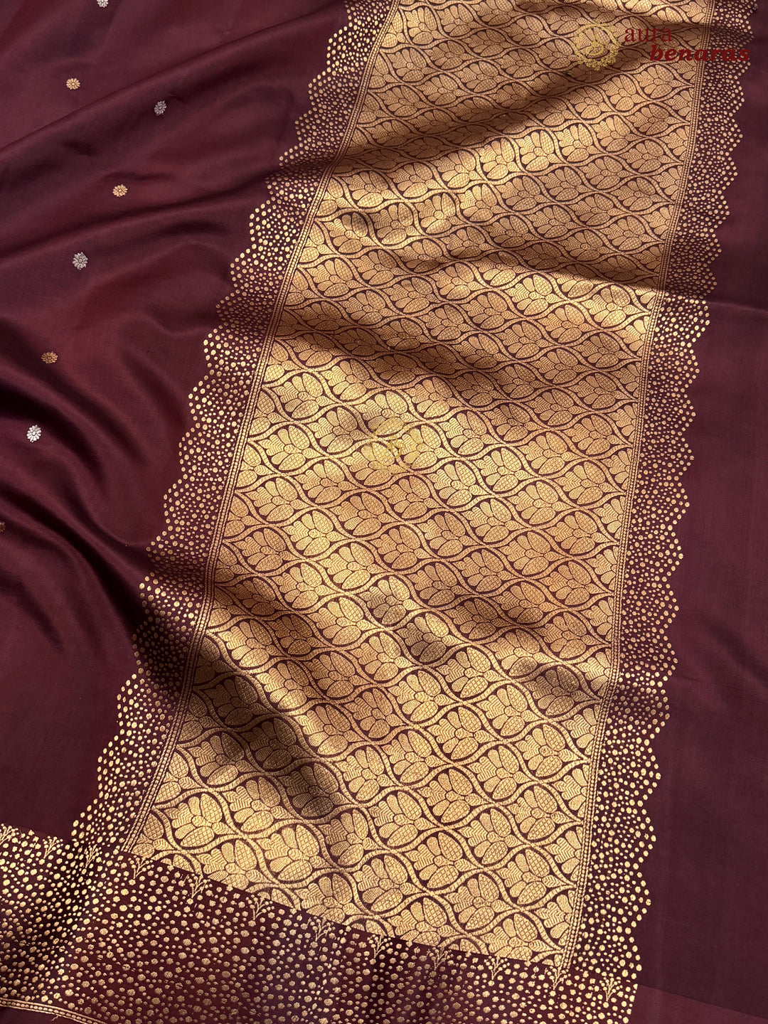 Deep Maroon Banarasi Silk Saree | Kadhwa & Designer Border