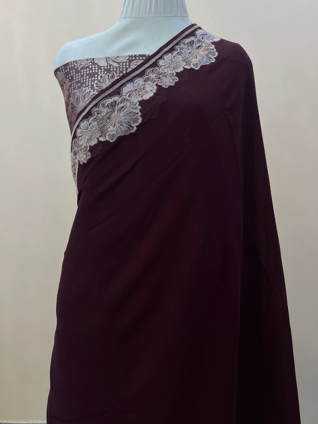 Brown Pure Banarasi Handloom Khaddi Georgette Saree