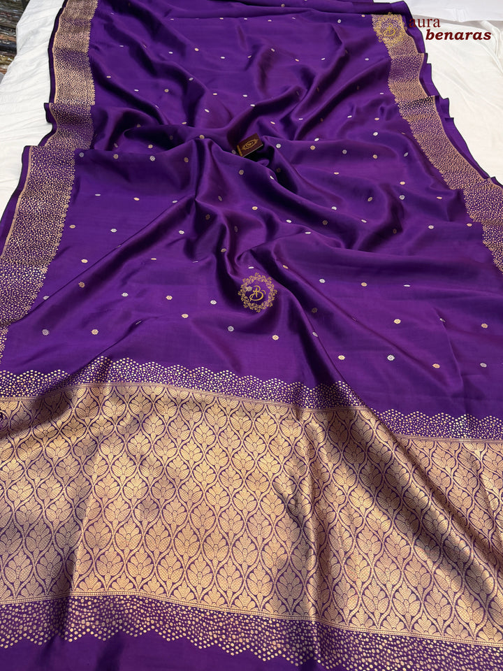Purple Banarasi Silk Saree | Kadhwa & Designer Border