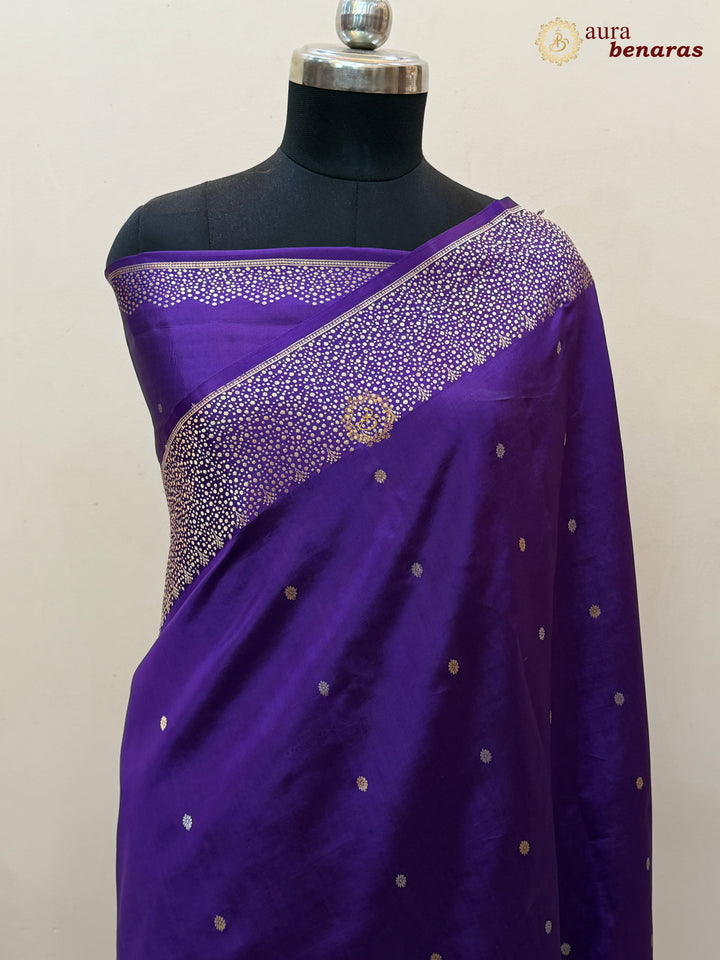 Purple Banarasi Silk Saree | Kadhwa & Designer Border