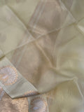 Cream Banarasi Handloom Kora Silk Saree - Aura Benaras