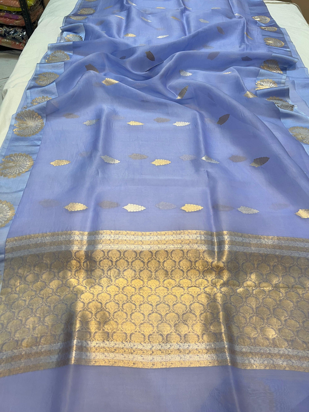 Ultramine Blue Banarasi Handloom Kora Silk Saree - Aura Benaras