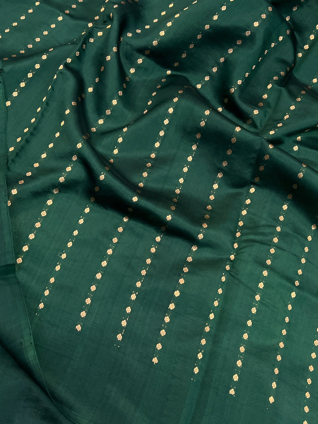 Bottle Green Pure Silk Handloom Banarasi Saree