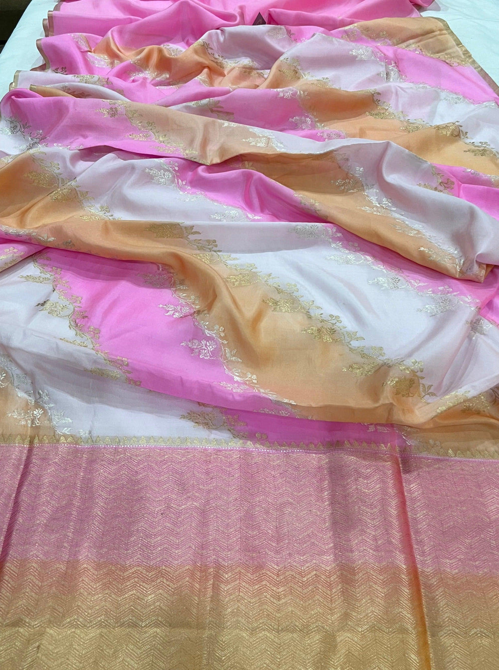 Baby Pink Pure Banarasi Handloom Silk Saree - Aura Benaras