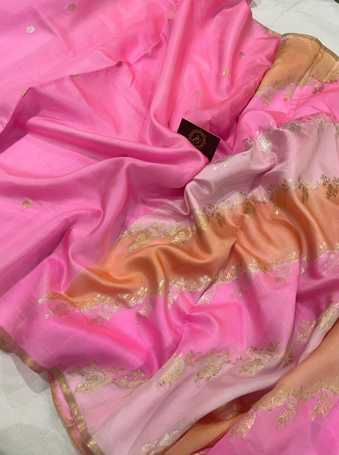 Baby Pink Pure Banarasi Handloom Silk Saree - Aura Benaras