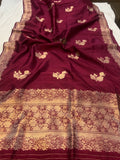 Maroon Pure Banarasi Handloom Silk Saree - Aura Benaras