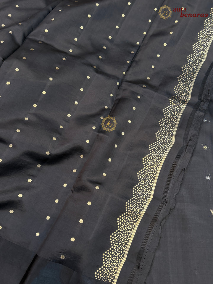 Black Banarasi Silk Saree | Kadhwa & Designer Border