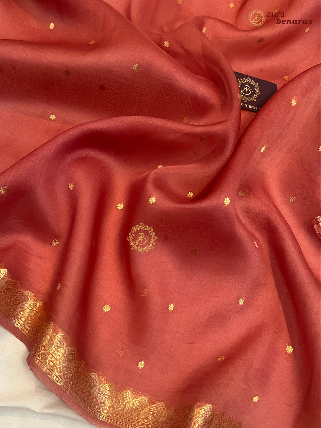 Rose Pink Banarasi Handloom Kora Silk Saree - Aura Benaras