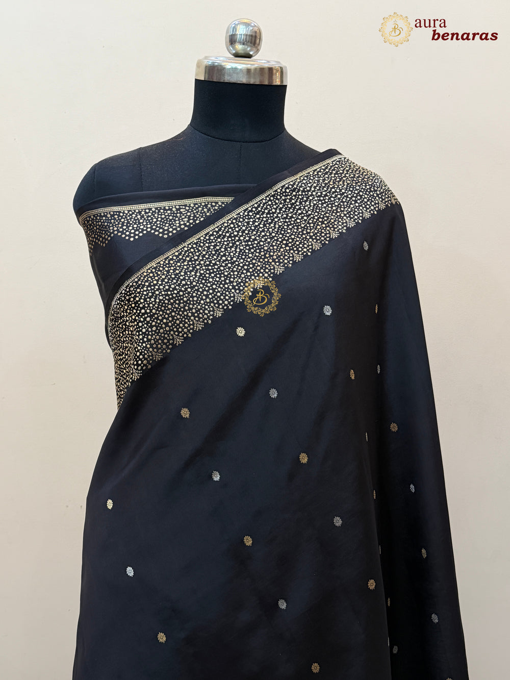 Black Banarasi Silk Saree | Kadhwa & Designer Border