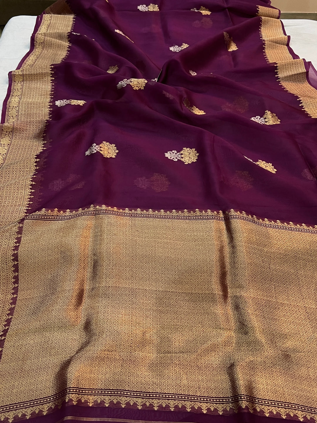 Hibiscus Pure Kora Silk Handloom Banarasi Saree