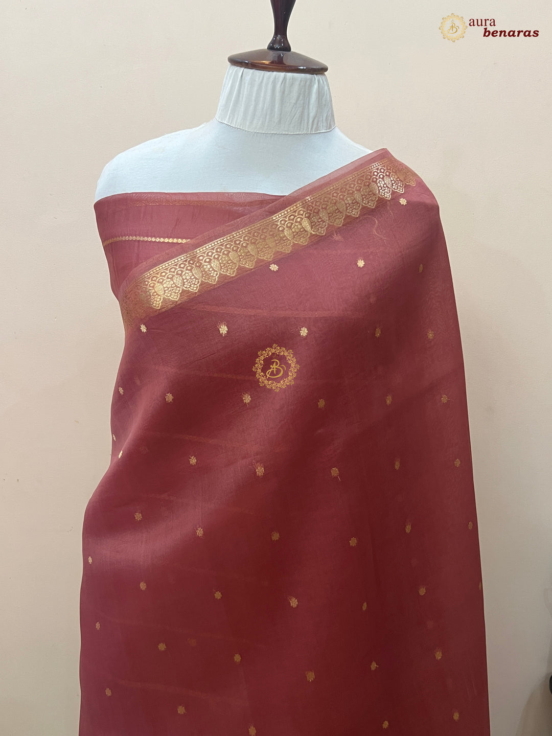 Rose Pink Banarasi Handloom Kora Silk Saree - Aura Benaras