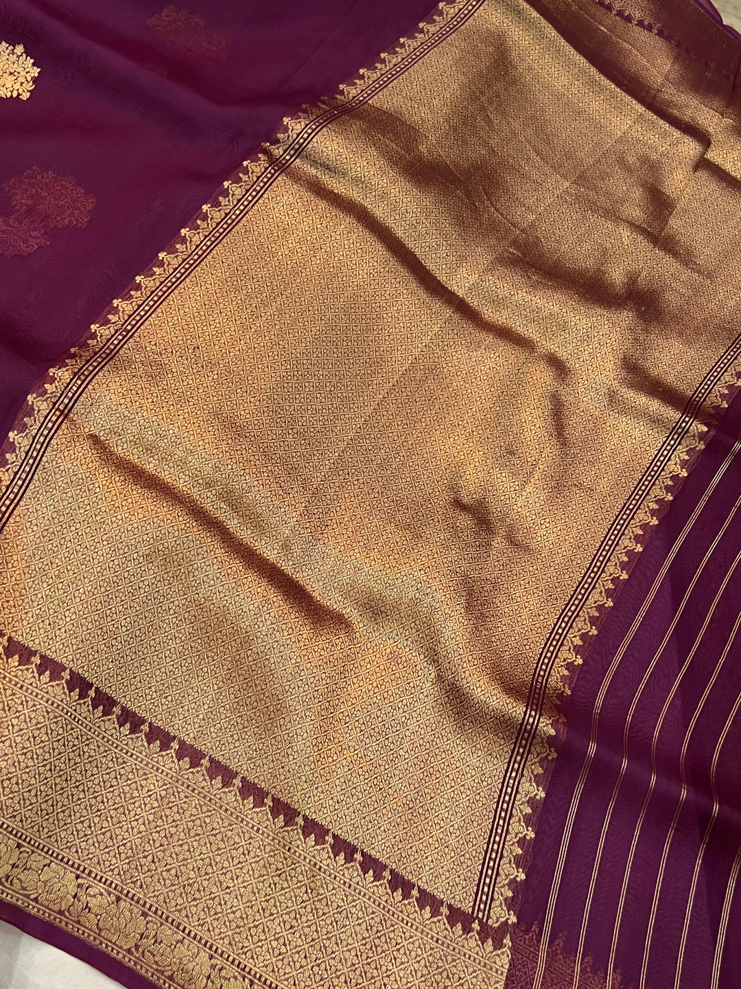 Hibiscus Pure Kora Silk Handloom Banarasi Saree