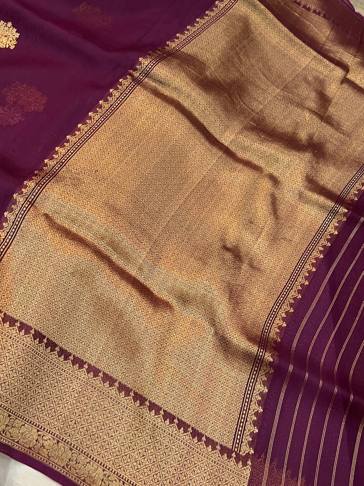 Hibiscus Pure Kora Silk Handloom Banarasi Saree