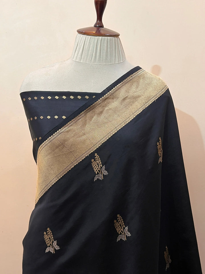 Black Pure Silk Handloom Banarasi Saree