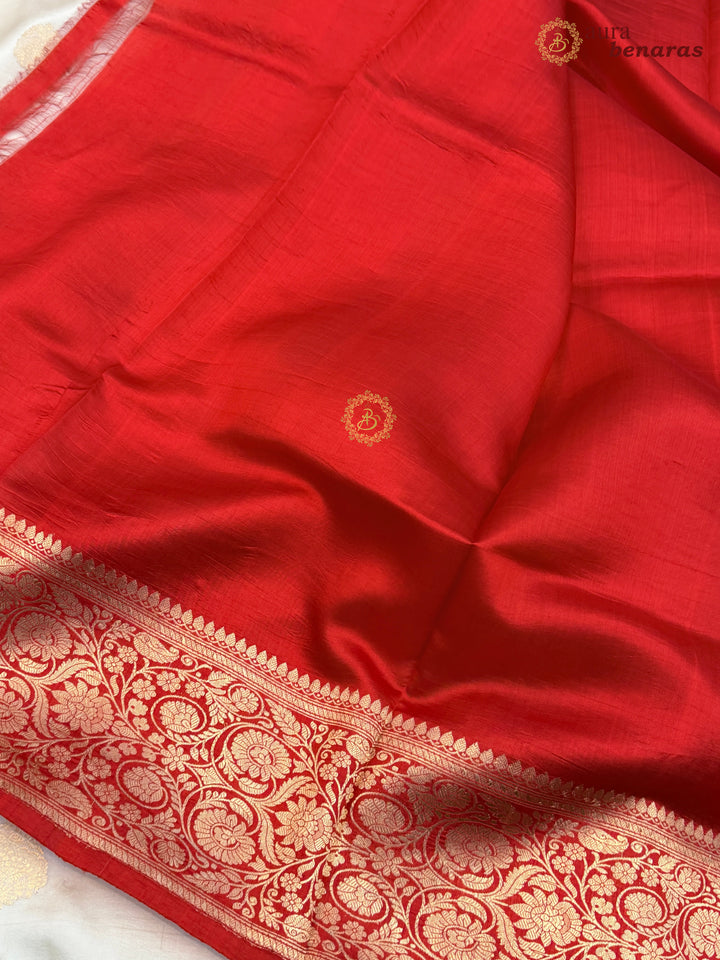 Cream Banarasi Silk Saree | Kadhwa & Sona Rupa Border