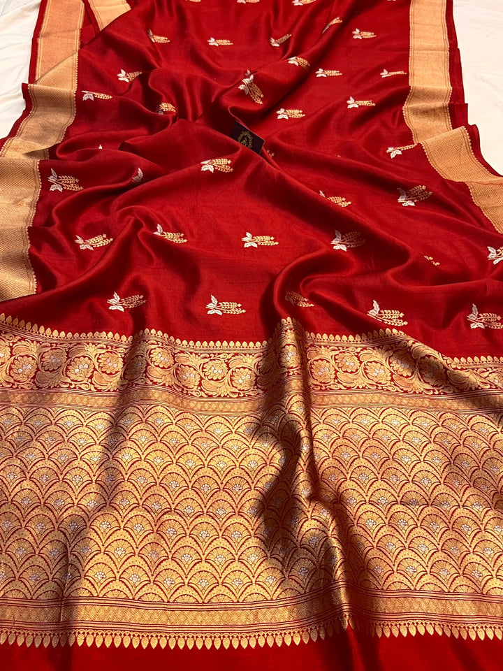 Maroon Pure Silk Handloom Banarasi Saree