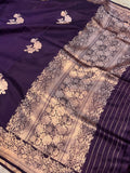 Deep Jamuni Pure Banarasi Handloom Silk Saree - Aura Benaras