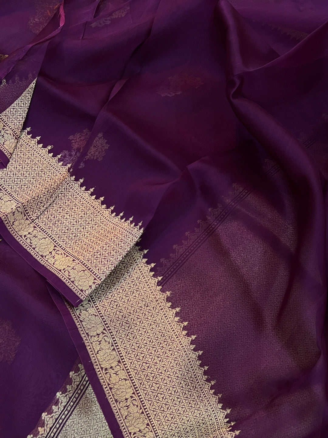 Hibiscus Pure Kora Silk Handloom Banarasi Saree