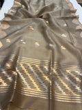 Grey Banarasi Handloom Kora Silk Saree - Aura Benaras