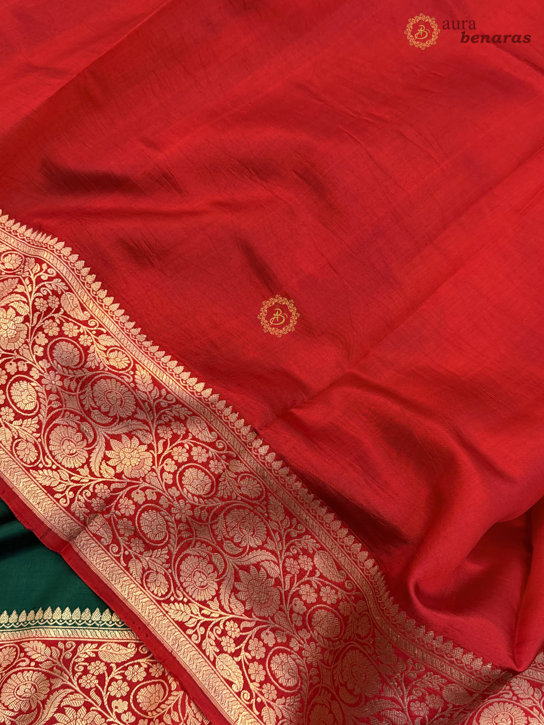 Bottle Green Banarasi Silk Saree | Kadhwa & Sona Rupa Border