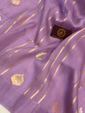 Lavender Banarasi Handloom Kora Silk Saree - Aura Benaras