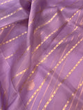 Lavender Banarasi Handloom Kora Silk Saree - Aura Benaras