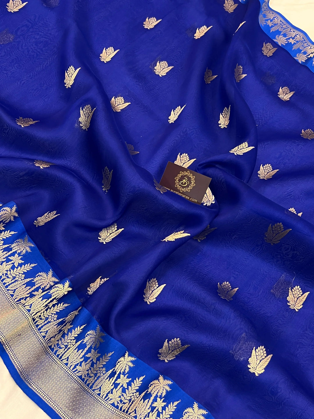 Royal Blue Pure Kora Silk Handloom Banarasi Saree