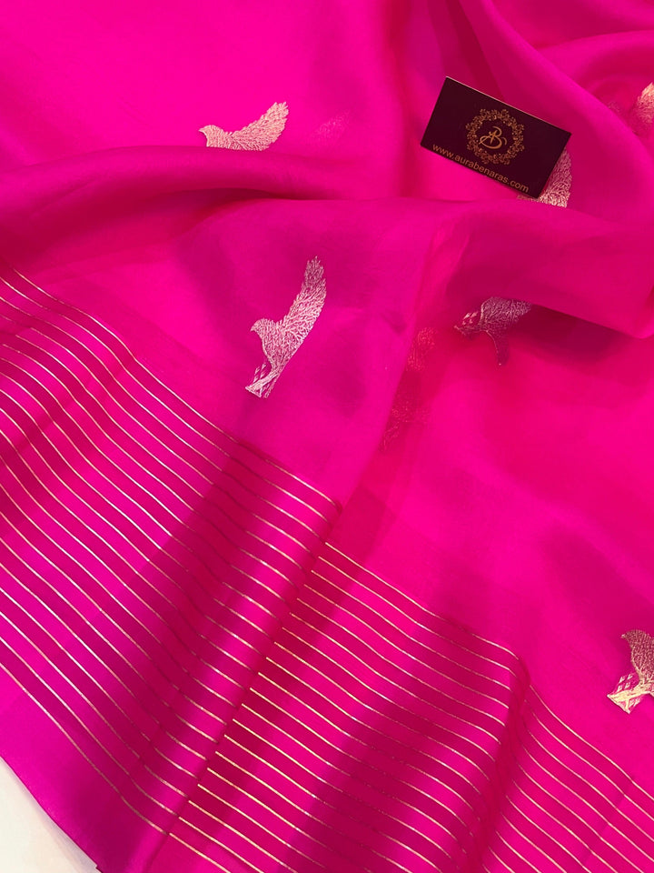 Rani Pink Pure Banarasi Handloom Silk Saree - Aura Benaras