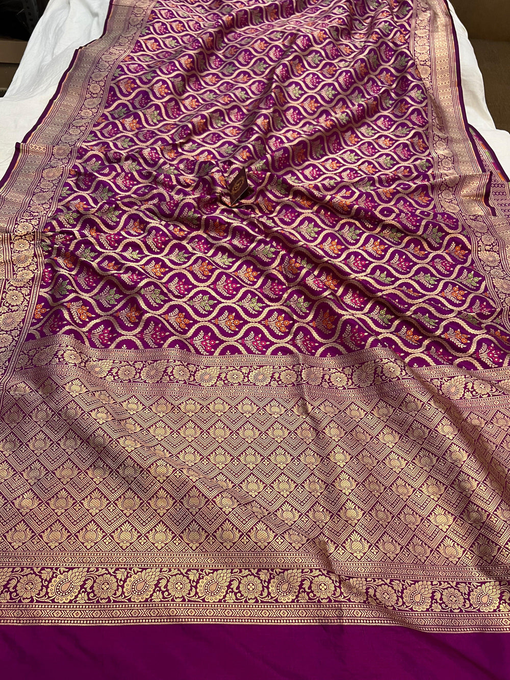 Magenta Purple Pure Banarasi Handloom Katan Silk Saree - Aura Benaras