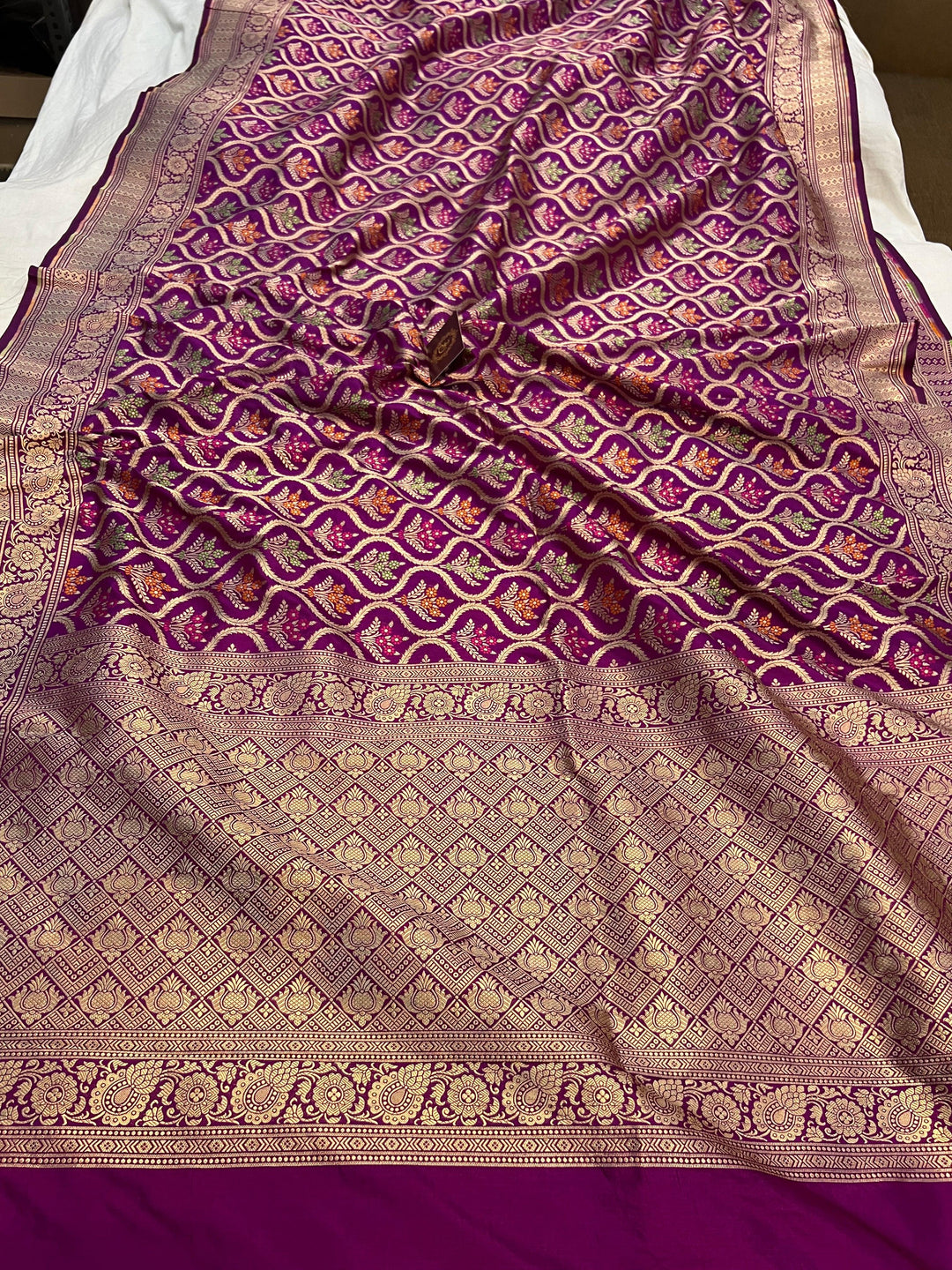 Magenta Purple Pure Banarasi Handloom Katan Silk Saree - Aura Benaras