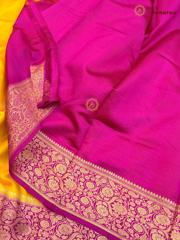 Yellow Banarasi Silk Saree | Kadhwa & Sona Rupa Border
