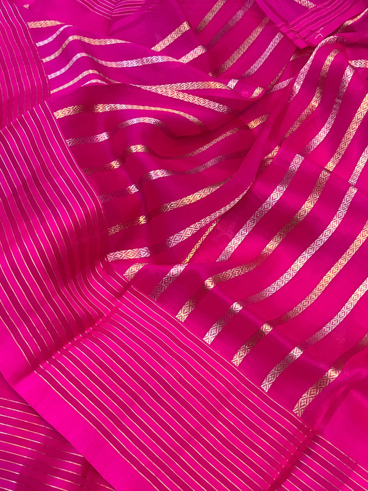 Rani Pink Pure Banarasi Handloom Silk Saree - Aura Benaras