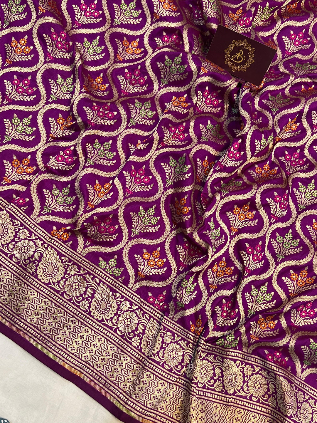 Magenta Purple Pure Banarasi Handloom Katan Silk Saree - Aura Benaras