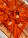 Orange Pure Banarasi Handloom Silk Saree