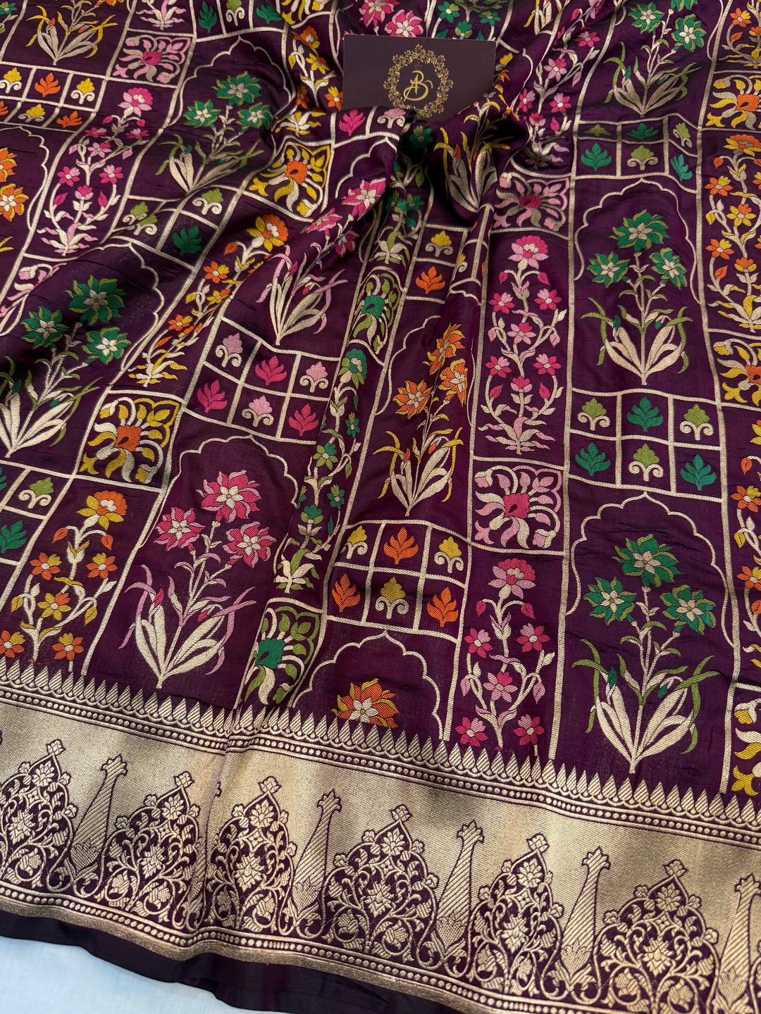 Deep Purple Rangkaat Pure Katan Silk Banarasi Handloom Saree