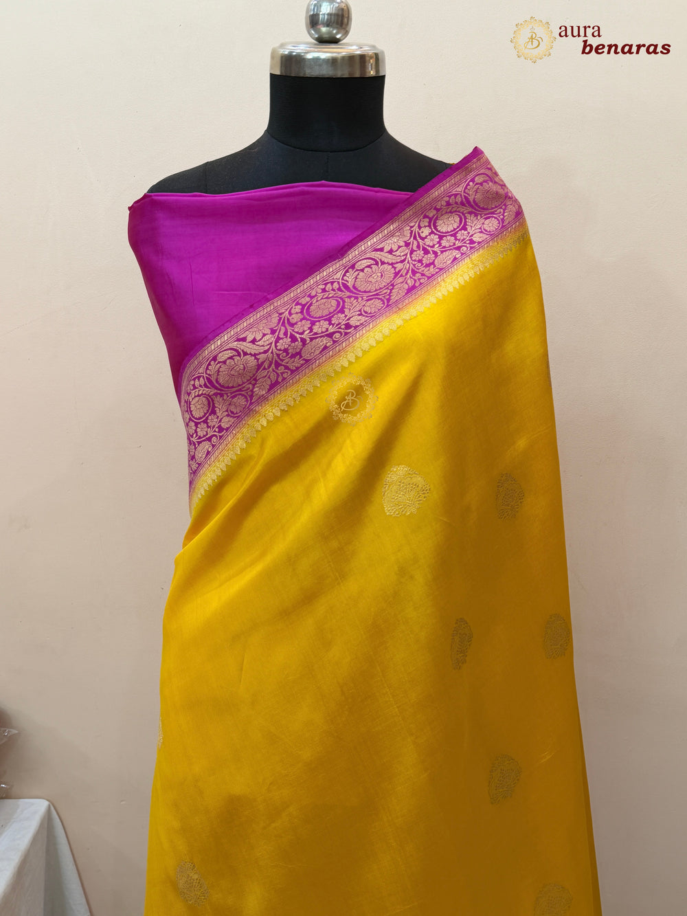 Yellow Banarasi Silk Saree | Kadhwa & Sona Rupa Border