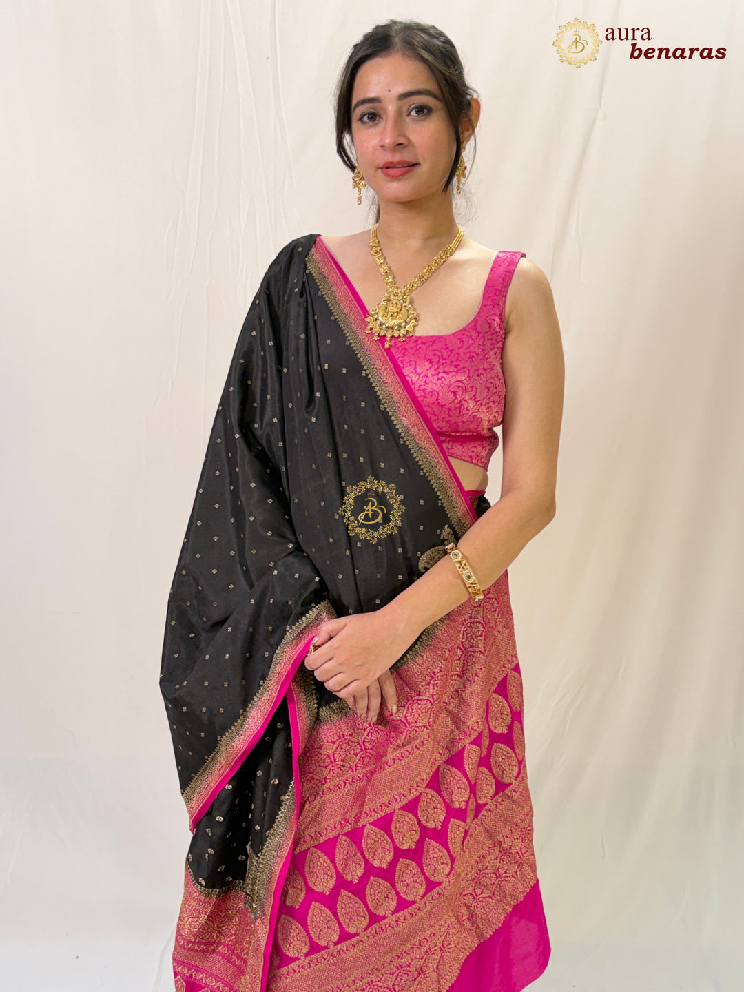 Black Pure Crepe Silk Handloom Banarasi Saree