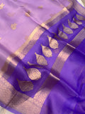 Lilac Banarasi Handloom Kora Silk Saree - Aura Benaras