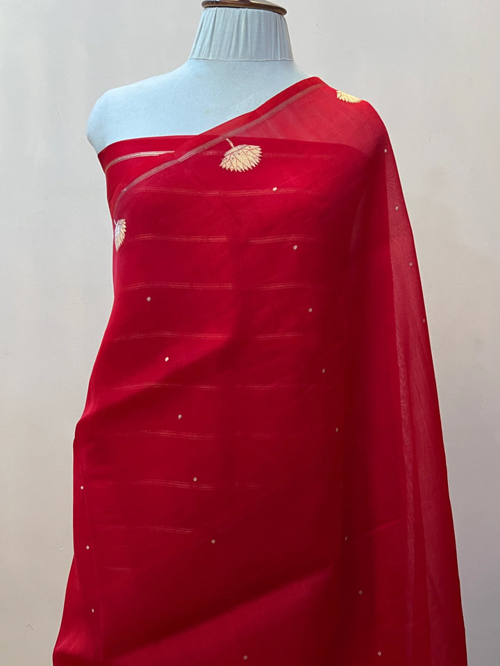 Red Pure Kora Silk Handloom Banarasi Saree